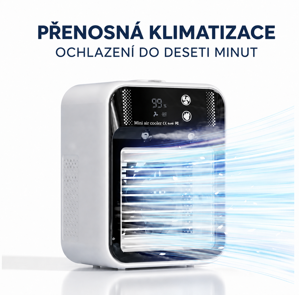 Přenosná klimatizace 3v1 — ochlazovač, ventilátor a zvlhčovač vzduchu
